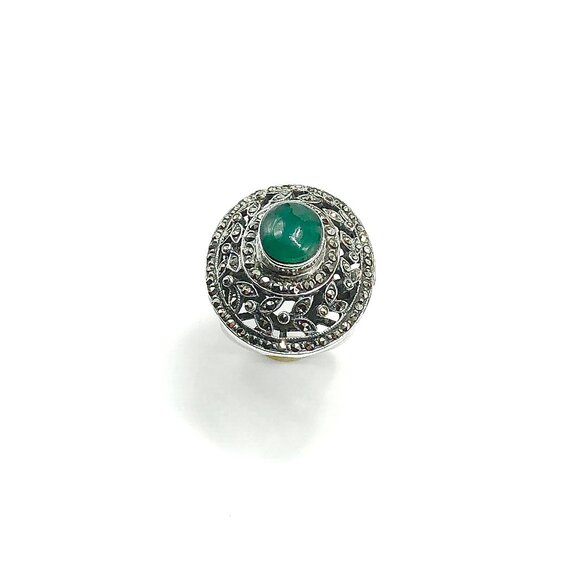 LUX - Big Victorian Cocktail Party Style Sterling Silver Stone Ring ! - Picture 4 of 10